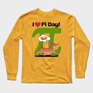 I Love PI Day Dachshund Green Long Sleeve T-Shirt